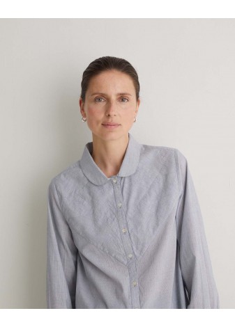 Camisa Yerse C/Bobo Micro Rayas Marino