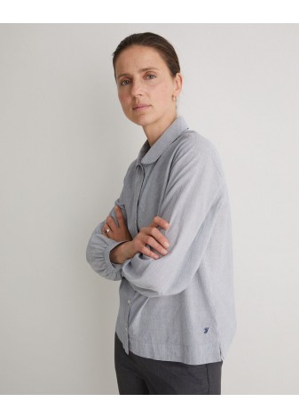 Camisa Yerse C/Bobo Micro Rayas Marino