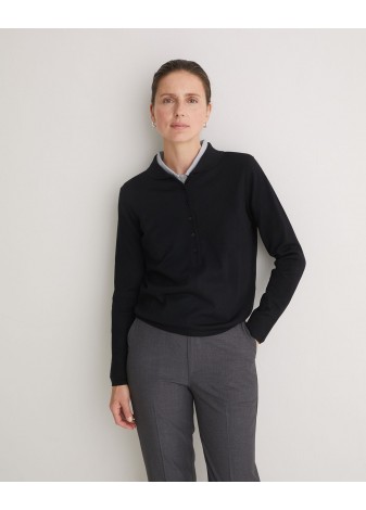 Camisa Yerse C/Bobo Micro Rayas Marino