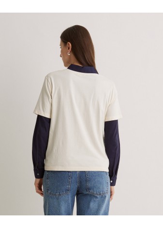 Camiseta Yerse Algodón Estampada Crudo