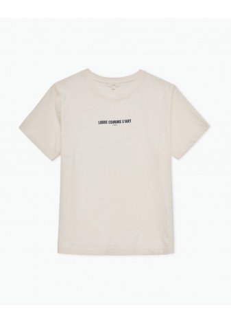 Camiseta Yerse Algodón Estampada Crudo