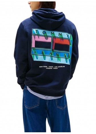 Sudadera Tommy Jeans Reg DNA Flag Play Gris