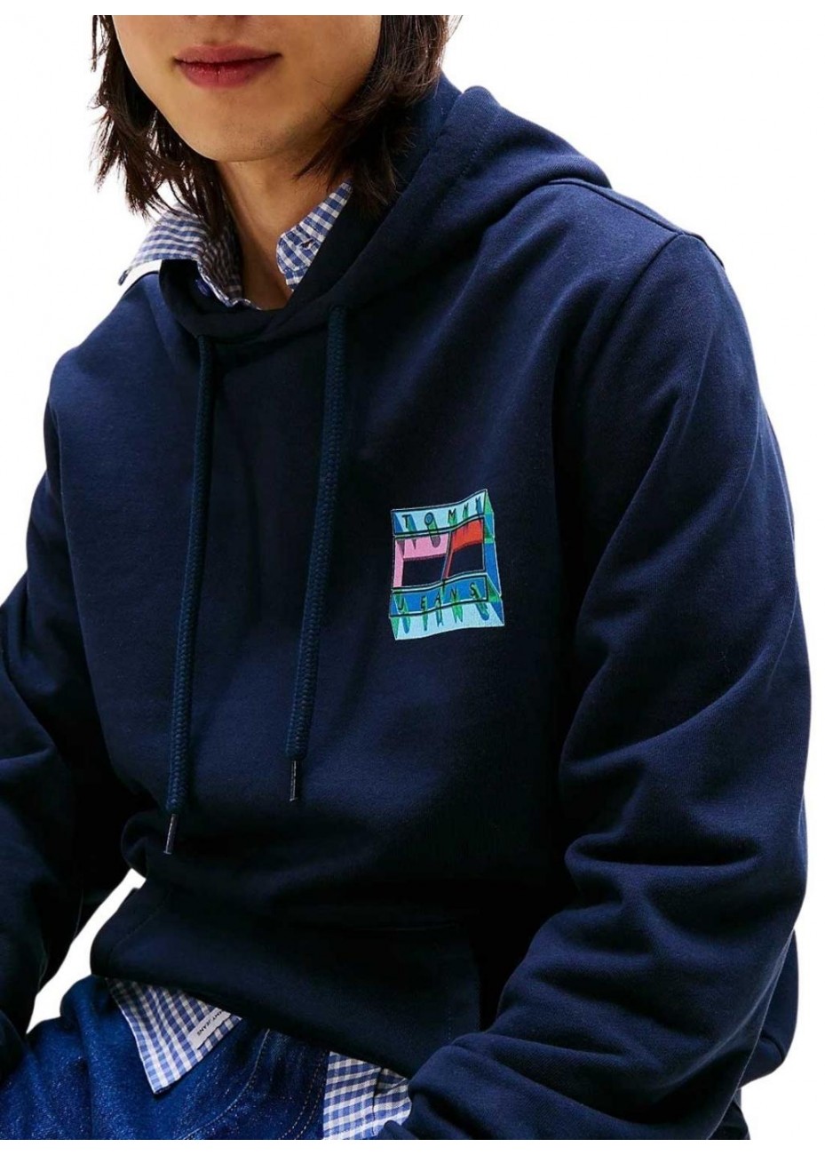 Sudadera Tommy Jeans Reg DNA Flag Play Gris