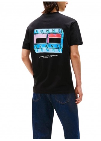 Camiseta Tommy Jeans DNA Flag Negro