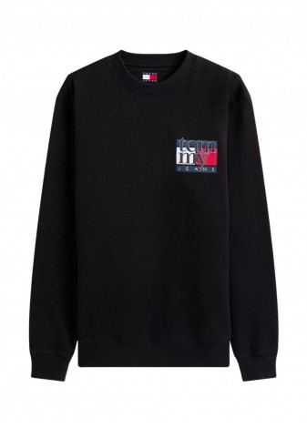 Sudadera Tommy Jeans Reg RWB Flag Negro