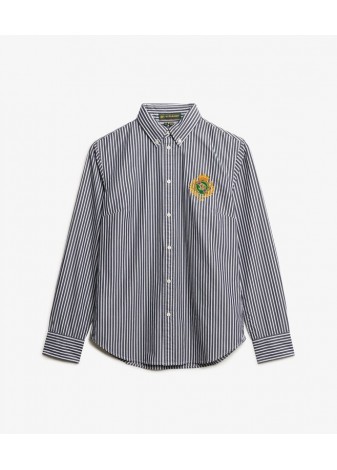 Camisa Superdry Slim Escudo Dorado Rayas Azul Marino y Blanco
