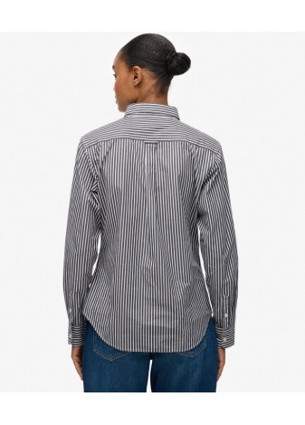 Camisa Superdry Slim Escudo Dorado Rayas Azul Marino y Blanco