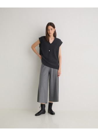 Pantalón Yerse Culotte con Viscosa Gris