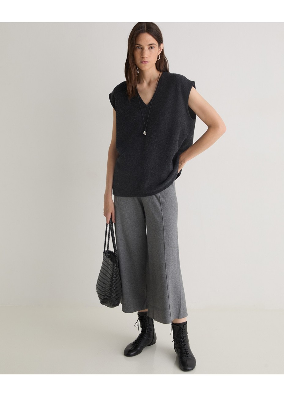 Pantalón Yerse Culotte con Viscosa Gris