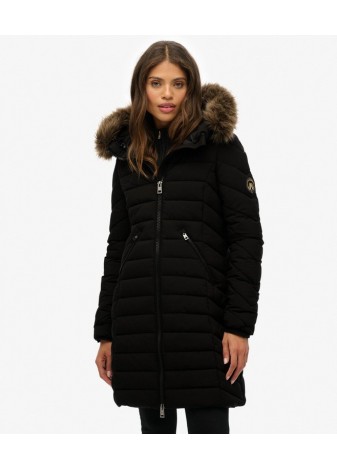 Chubasquero Superdry Medio Con Capucha Pelo Negro