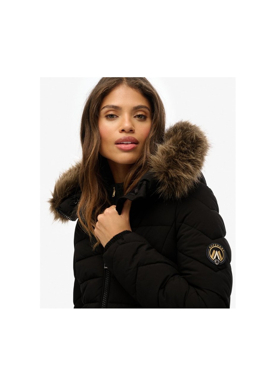 Chubasquero Superdry Medio Con Capucha Pelo Negro