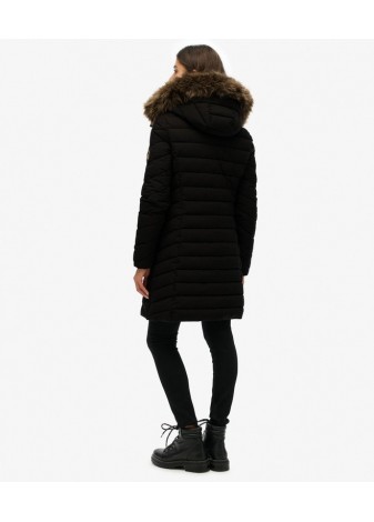 Chubasquero Superdry Medio Con Capucha Pelo Negro