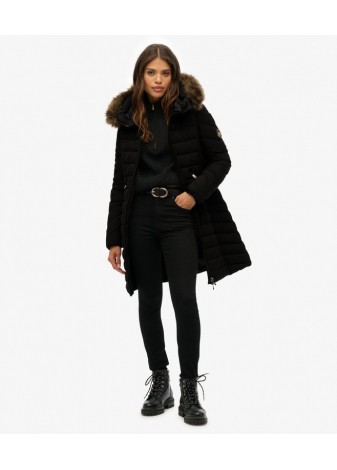 Chubasquero Superdry Medio Con Capucha Pelo Negro