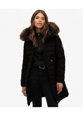 Chubasquero Superdry Medio Con Capucha Pelo Negro