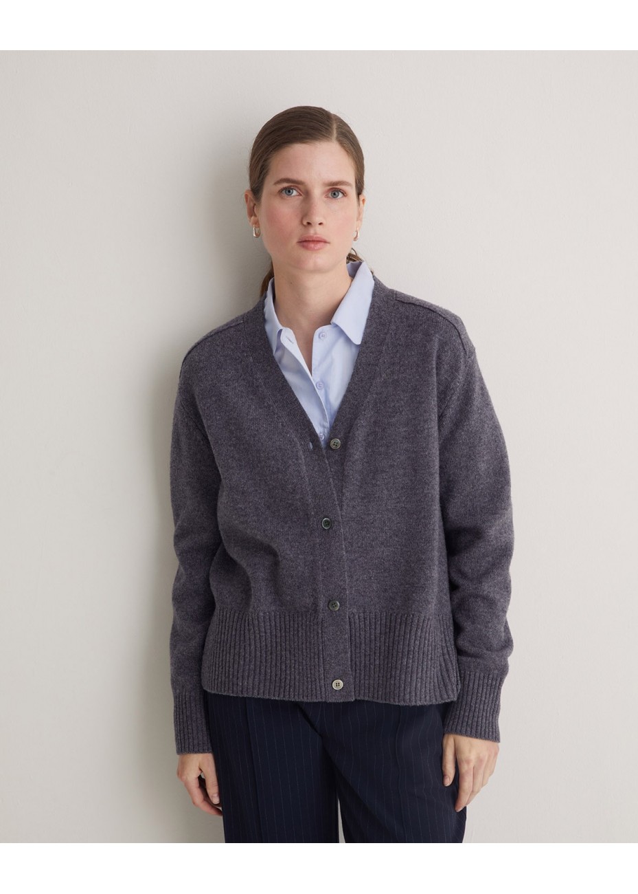 Cardigan Yerse Lana Aberturas Laterales Gris