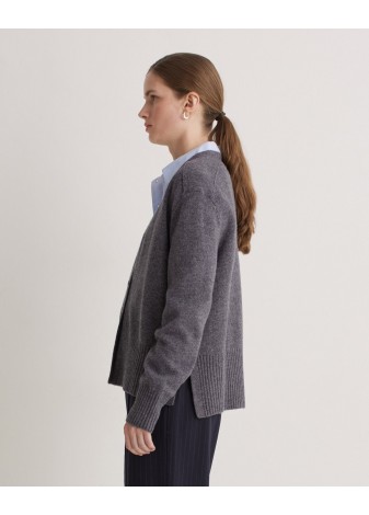 Cardigan Yerse Lana Aberturas Laterales Gris
