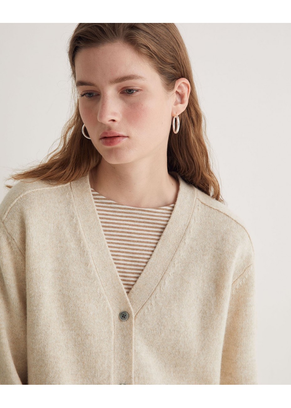 Cardigan Yerse Lana Aberturas Laterales Crudo