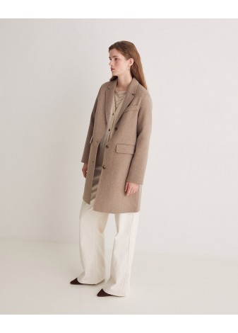 Abrigo Yerse Midi Handmade Mezcla Lana Marrón