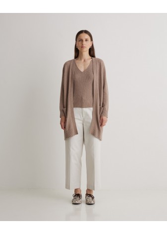 Cardigan Yerse Larga Mezcla Marrón