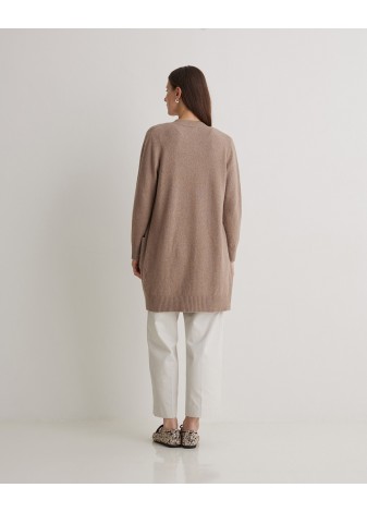 Cardigan Yerse Larga Mezcla Marrón