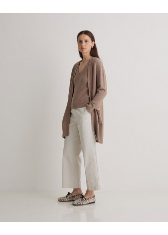 Cardigan Yerse Larga Mezcla Marrón