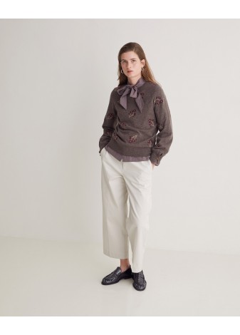 Jersey Yerse Mezcla Lana Bordado Flores