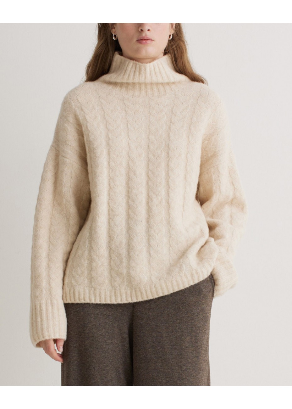 Jersey Yerse Lana y Alpaca Cuello Alto Crudo