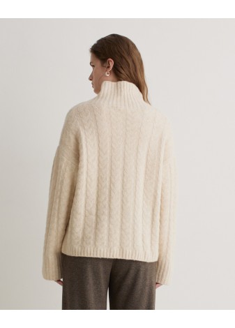 Jersey Yerse Lana y Alpaca Cuello Alto Crudo