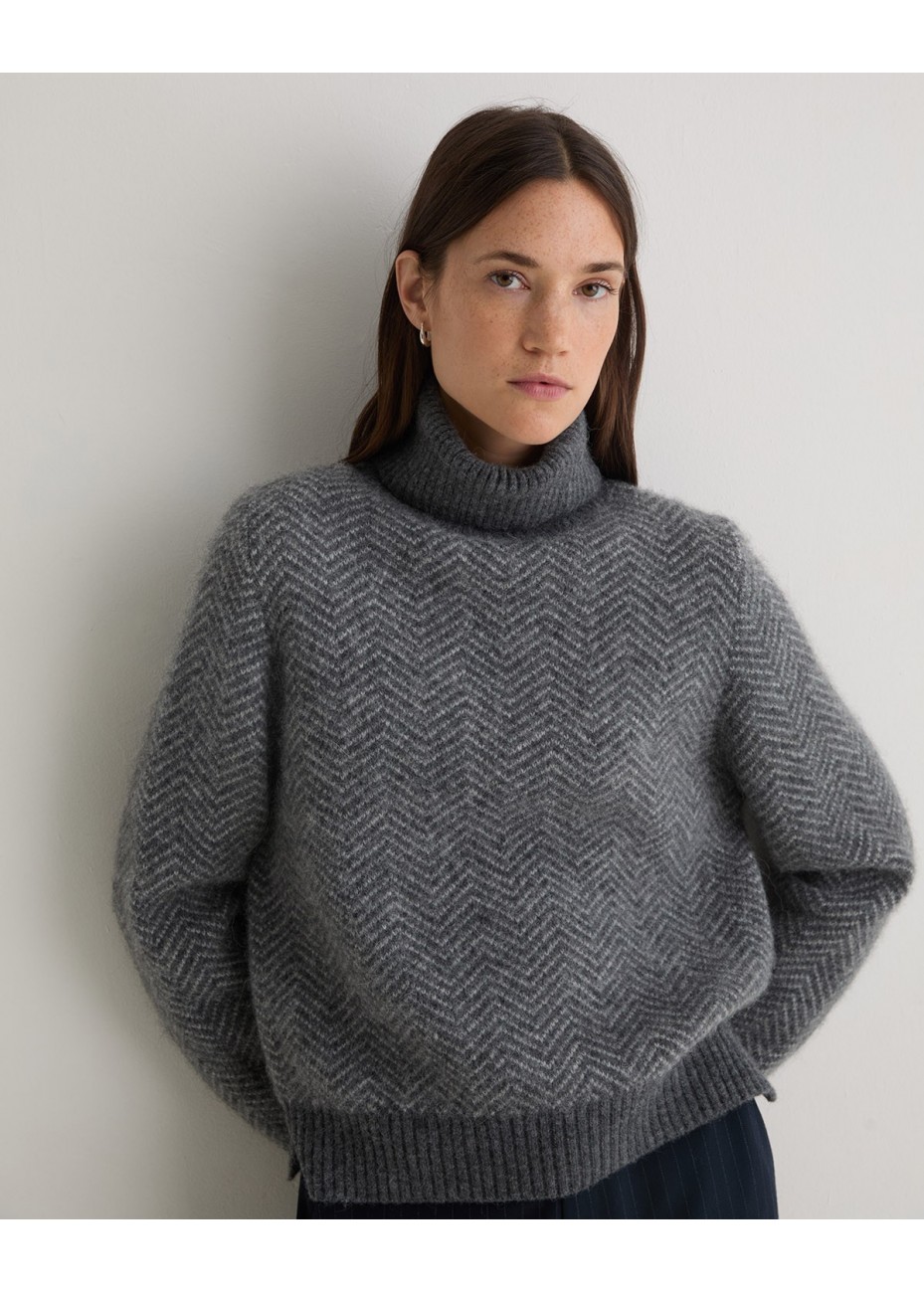 Jersey Yerse Cuello Vuelto Espiga Jacquard